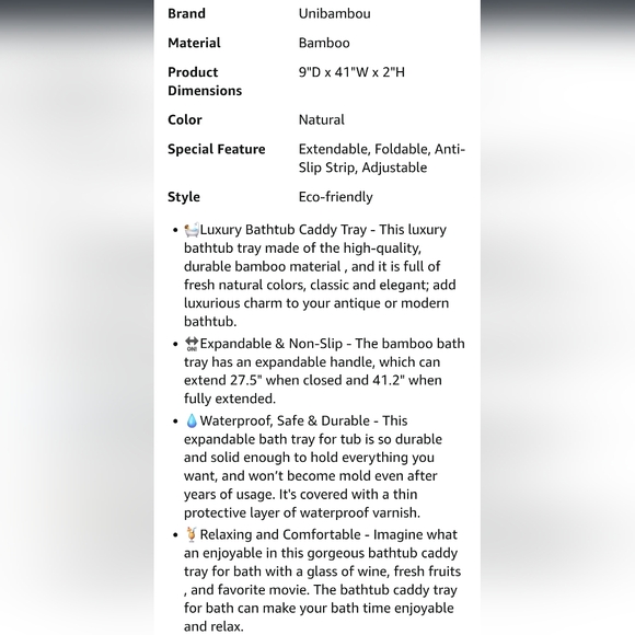 Bamboo Bathtub Caddy Tray - Picture 10 of 11